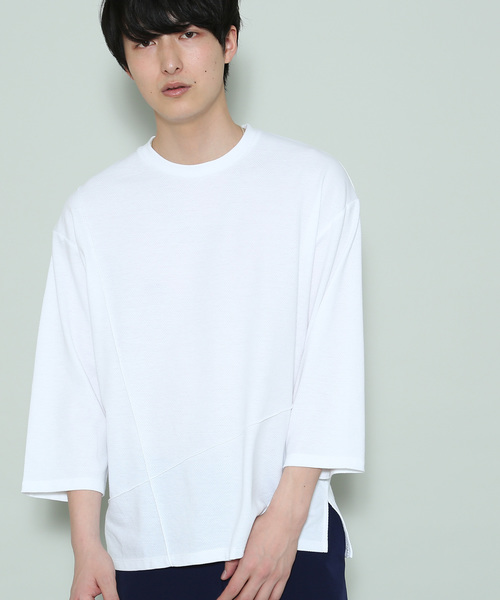 JUNRED（ジュンレッド）の「変形カノコピンタックカットソー（Tシャツ/カットソー・メンズ・ピンク系その他2/ホワイト/ブルー・L/S/M）」の2枚目の写真