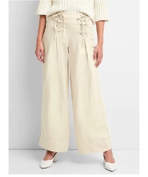 GAP | High Rise Wide Leg Pants with Lace-Up Detail in Linen(その他パンツ)