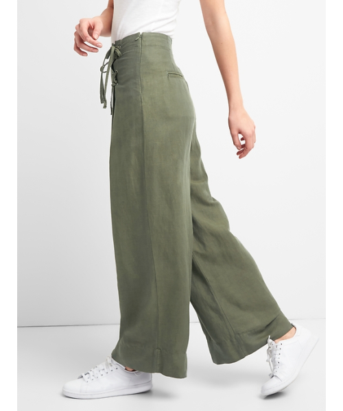GAP(ギャップ)の「ハイライズ ワイドレッグ リネンパンツ(レースアップディテール)(その他パンツ・レディース・その他/その他1・6/8/00/000/4/0/2)」の6枚目の写真
