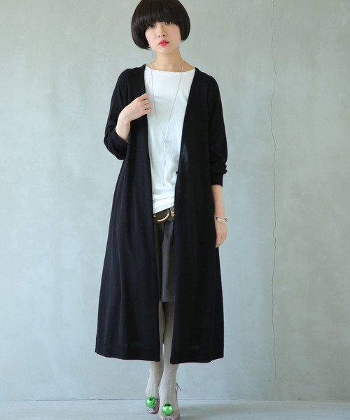 n'Or(ノアール)の「『n'Or洗練ロングカーディガン』(カーディガン)」|ブラック