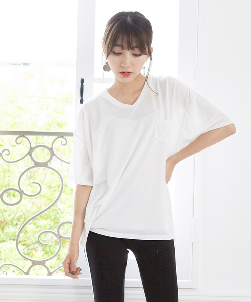 Girly Doll(ガーリードール)の「シンプルポケットTシャツ(Tシャツ/カットソー・レディース・オフホワイト/ブラック/イエロー/グレー/カーキ/ホワイト系その他2/ブラック系その他2/イエロー系その他2/グレー系その他2/グリーン系その他2・FREE)」の14枚目の写真