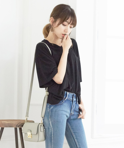 Girly Doll(ガーリードール)の「シンプルポケットTシャツ(Tシャツ/カットソー・レディース・オフホワイト/ブラック/イエロー/グレー/カーキ/ホワイト系その他2/ブラック系その他2/イエロー系その他2/グレー系その他2/グリーン系その他2・FREE)」の15枚目の写真