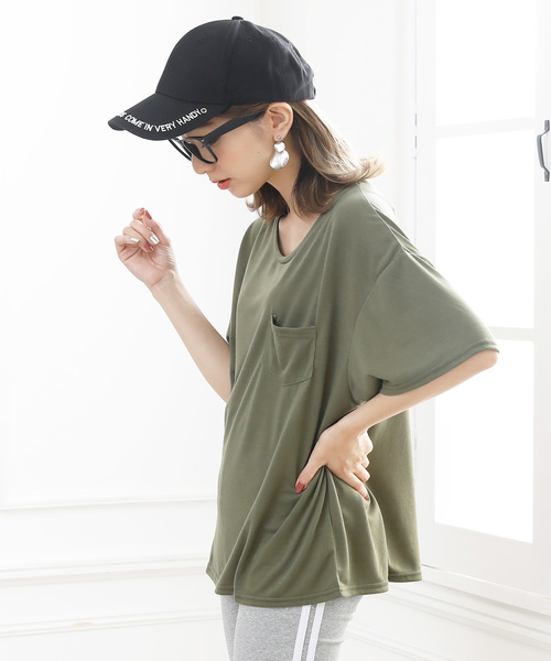 Girly Doll(ガーリードール)の「シンプルポケットTシャツ(Tシャツ/カットソー・レディース・オフホワイト/ブラック/イエロー/グレー/カーキ/ホワイト系その他2/ブラック系その他2/イエロー系その他2/グレー系その他2/グリーン系その他2・FREE)」の21枚目の写真