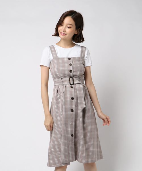 Byebyeチェック柄ジャンパースカート 0diyhl8jwg ロングワンピース マキシワンピース Liviplast Com Br