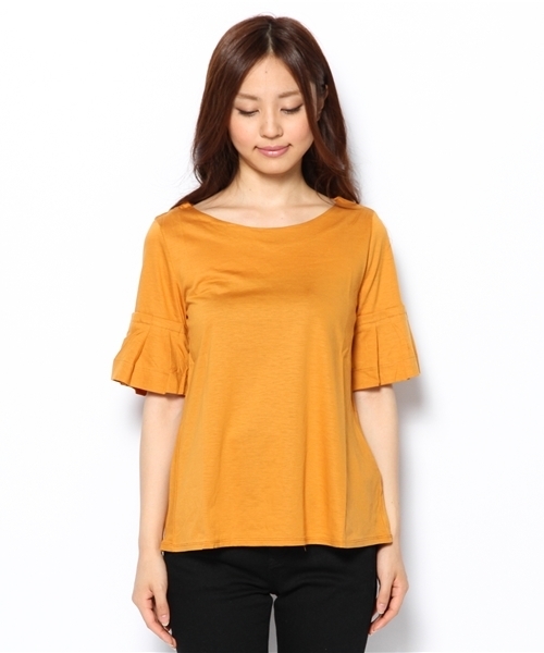 La TOTALITE（ラトータリテ）の「＊ブライトテンジク タックスリーブプルオーバー。（Tシャツ/カットソー・レディース・マスタード/ブラック/ホワイト/パープル・FREE）」の8枚目の写真