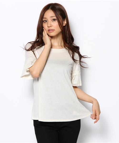 La TOTALITE（ラトータリテ）の「＊ブライトテンジク タックスリーブプルオーバー。（Tシャツ/カットソー・レディース・マスタード/ブラック/ホワイト/パープル・FREE）」の15枚目の写真