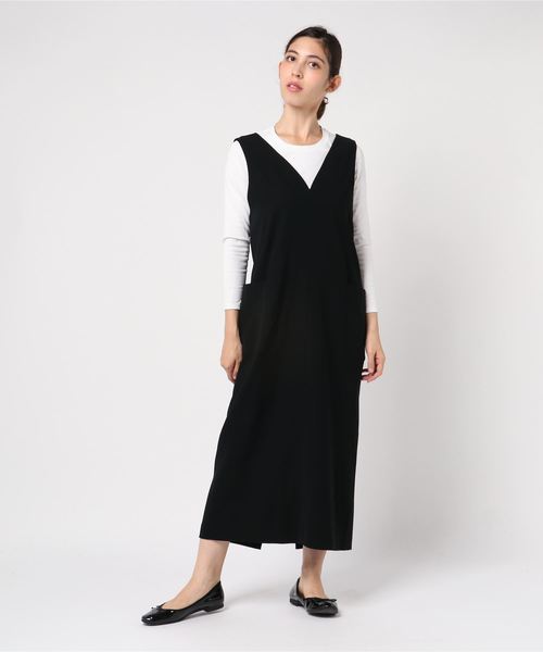 RIVE DROITE（リヴドロワ）の「ニュアンスVネックジャンドレ（ジャンパースカート・レディース・チャコールグレー/ブラック・FREE）」の7枚目の写真
