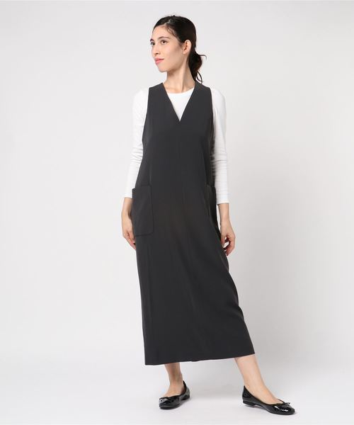RIVE DROITE（リヴドロワ）の「ニュアンスVネックジャンドレ（ジャンパースカート・レディース・チャコールグレー/ブラック・FREE）」の12枚目の写真