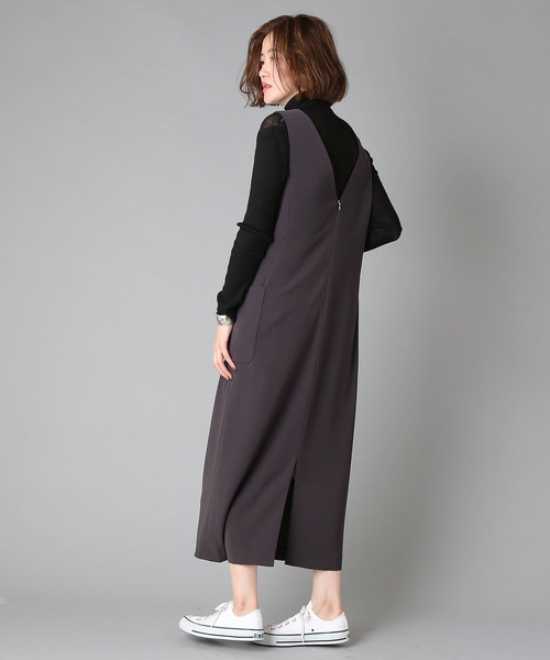 RIVE DROITE（リヴドロワ）の「ニュアンスVネックジャンドレ（ジャンパースカート・レディース・チャコールグレー/ブラック・FREE）」の11枚目の写真