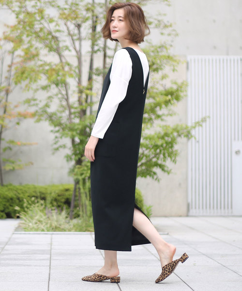 RIVE DROITE（リヴドロワ）の「ニュアンスVネックジャンドレ（ジャンパースカート・レディース・チャコールグレー/ブラック・FREE）」の9枚目の写真