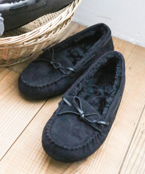 WEGO(ウィゴー)の「WEGO/リボンモカシンシューズ(モカシン/デッキシューズ)」|ブラック