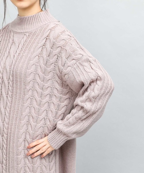 VIS(ビス)の「裾釦ロングケーブルニットワンピース(ワンピース・レディース・ブラック/ベージュ/グレー/キナリ・FREE)」の12枚目の写真