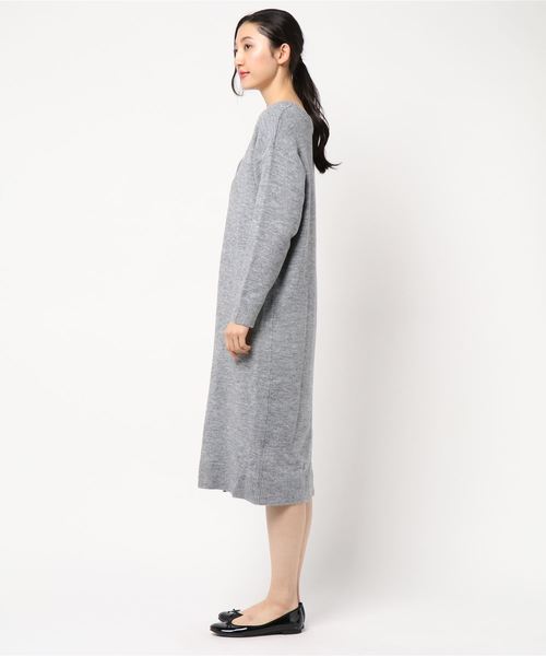 KOBE LETTUCE（コウベレタス）の「前後2WAYモヘアタッチロングニットカーディガン（ワンピース・レディース・ベージュ/グレー/ピンクベージュ・FREE）」の4枚目の写真
