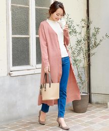前後2WAYモヘアタッチロングニットカーディガン