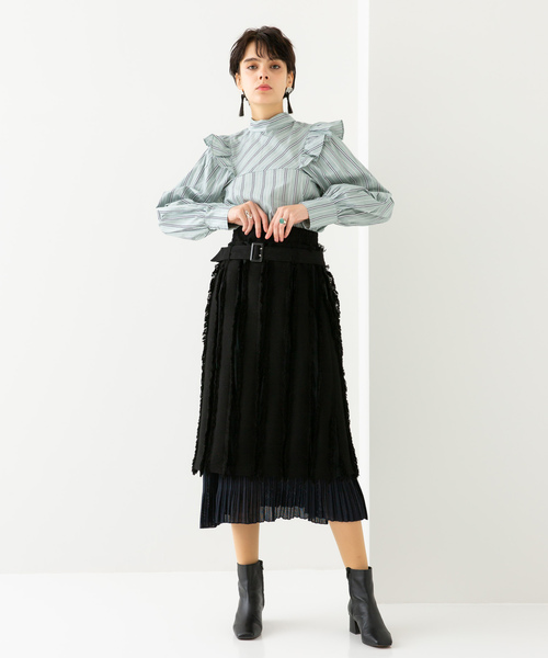 新品✨ N°21 3WAY レイヤードスカート フリンジ ブラック 定価18万 PUBLIC TOKYO（パブリックトウキョウ）の「フリンジレイヤードスカート