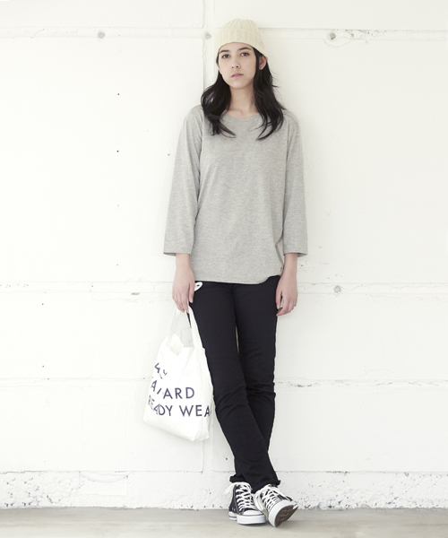 DAILY STANDARD by SANDINISTA（デイリースタンダードバイサンディニスタ）の「Cadet C/N 3-Q-S Tee / クルーネック七分袖丈Tシャツ（Tシャツ/カットソー・メンズ・ホワイト/ヘザーグレー/ネイビー/グレー/ブラック/チャコールグレー・LARGE/X-SMALL/X-LARGE/MEDIUM/SMALL）」の7枚目の写真