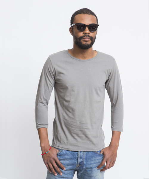 DAILY STANDARD by SANDINISTA（デイリースタンダードバイサンディニスタ）の「Cadet C/N 3-Q-S Tee / クルーネック七分袖丈Tシャツ（Tシャツ/カットソー・メンズ・ホワイト/ヘザーグレー/ネイビー/グレー/ブラック/チャコールグレー・LARGE/X-SMALL/X-LARGE/MEDIUM/SMALL）」の4枚目の写真