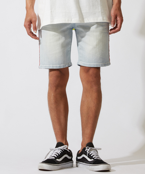 improves(インプローブス)の「チェック柄 ライン デニム ショートパンツ(デニムパンツ・メンズ・サックスブルー・MEDIUM/LARGE)」の7枚目の写真