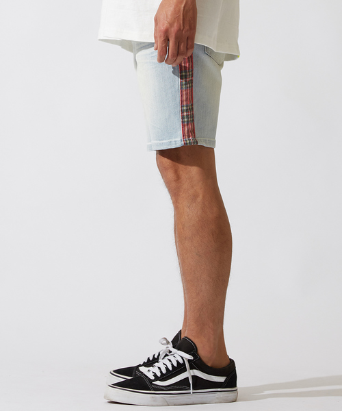 improves(インプローブス)の「チェック柄 ライン デニム ショートパンツ(デニムパンツ・メンズ・サックスブルー・MEDIUM/LARGE)」の5枚目の写真
