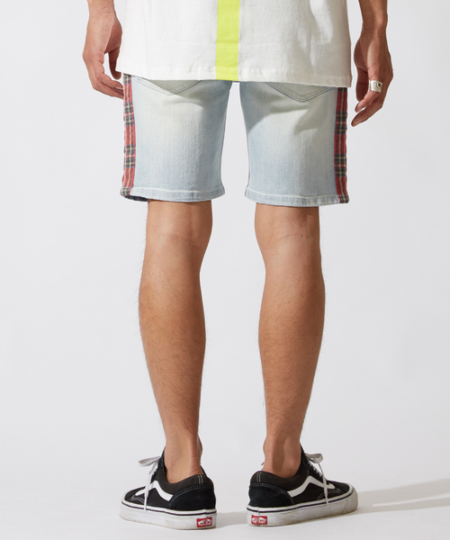 improves(インプローブス)の「チェック柄 ライン デニム ショートパンツ(デニムパンツ・メンズ・サックスブルー・MEDIUM/LARGE)」の6枚目の写真