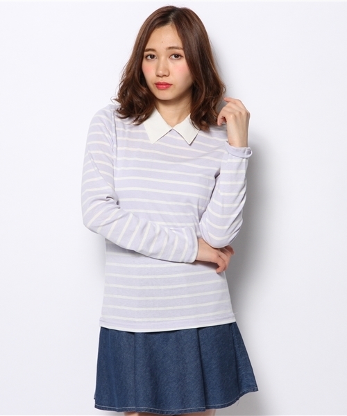 one after another NICE CLAUP（ワンアフターアナザーナイスクラップ）の「【ナイスクラップ】衿つきＴ（Tシャツ/カットソー・レディース・アイボリー/パープル/その他1/その他2/その他3・FREE）」の5枚目の写真