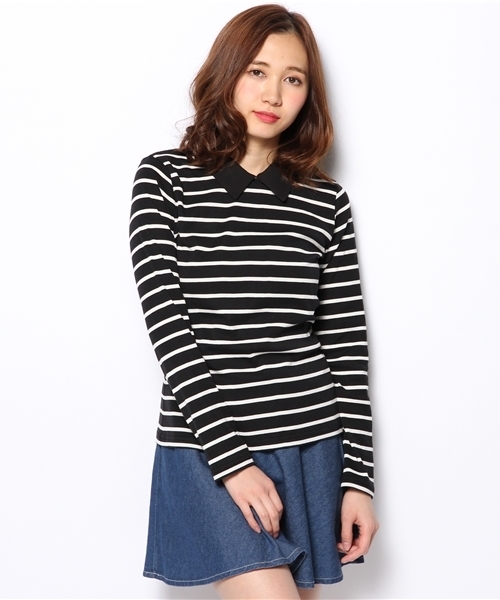 one after another NICE CLAUP（ワンアフターアナザーナイスクラップ）の「【ナイスクラップ】衿つきＴ（Tシャツ/カットソー・レディース・アイボリー/パープル/その他1/その他2/その他3・FREE）」の2枚目の写真