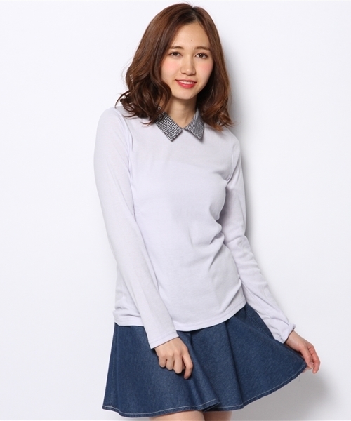 one after another NICE CLAUP（ワンアフターアナザーナイスクラップ）の「【ナイスクラップ】衿つきＴ（Tシャツ/カットソー・レディース・アイボリー/パープル/その他1/その他2/その他3・FREE）」の4枚目の写真