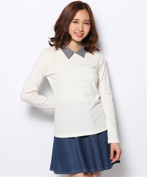 one after another NICE CLAUP（ワンアフターアナザーナイスクラップ）の「【ナイスクラップ】衿つきＴ（Tシャツ/カットソー・レディース・アイボリー/パープル/その他1/その他2/その他3・FREE）」の3枚目の写真