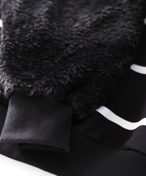 SHAREEF（シャリーフ）の「FUR MIX BORDER BIG HOODIE（パーカー・メンズ・ブラック/ラベンダー/レッド・2/3/1）」の7枚目の写真