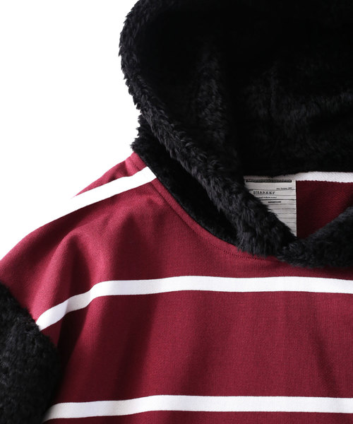 SHAREEF（シャリーフ）の「FUR MIX BORDER BIG HOODIE（パーカー・メンズ・ブラック/ラベンダー/レッド・2/3/1）」の14枚目の写真