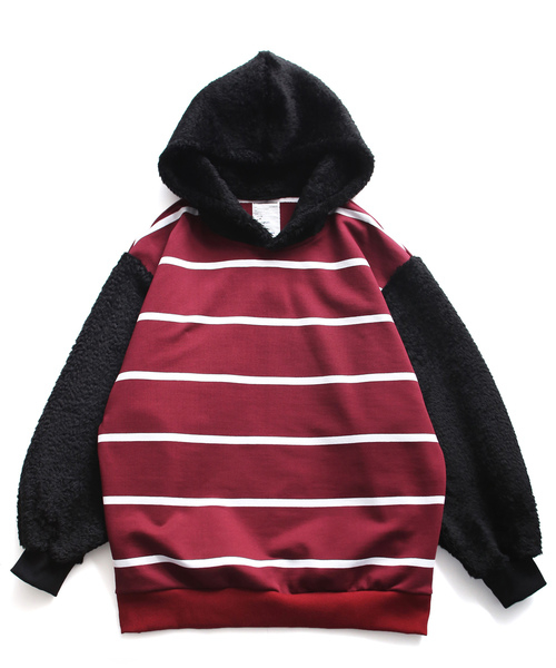 SHAREEF（シャリーフ）の「FUR MIX BORDER BIG HOODIE（パーカー・メンズ・ブラック/ラベンダー/レッド・2/3/1）」の17枚目の写真