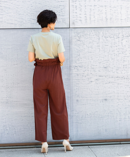 &. NOSTALGIA（アンドドットノスタルジア）の「ハイウエストリネンワイドパンツ（その他パンツ・レディース・ベージュ/ブラウン・FREE）」の5枚目の写真