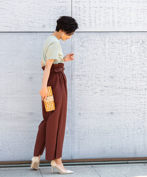 &. NOSTALGIA（アンドドットノスタルジア）の「ハイウエストリネンワイドパンツ（その他パンツ・レディース・ベージュ/ブラウン・FREE）」の6枚目の写真