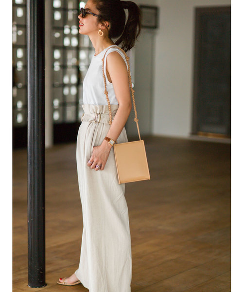 &. NOSTALGIA（アンドドットノスタルジア）の「ハイウエストリネンワイドパンツ（その他パンツ・レディース・ベージュ/ブラウン・FREE）」の10枚目の写真