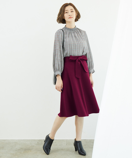 ROPE' PICNIC(ロペピクニック)の「プレミアムフィールリボン付きフレアスカート(スカート・レディース・ブラック/グリーン/ピンク系その他2/ベージュ系その他/イエロー系その他5/サックスブルー・36/40/38)」の9枚目の写真