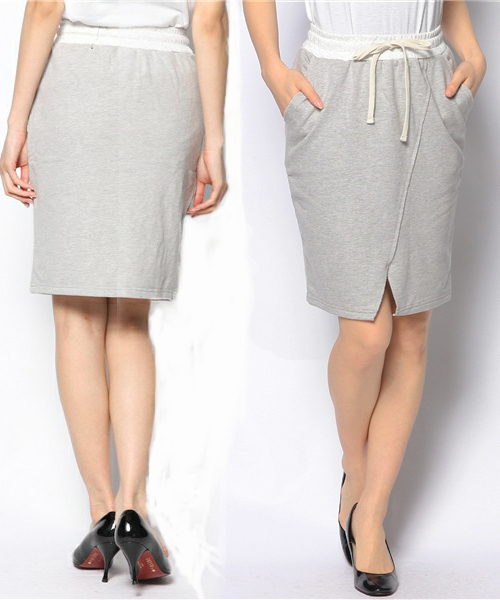 CIAOPANIC（チャオパニック）の「【Ciaopanic】裏毛ミドル丈タイトSK（スカート・レディース・ネイビー/ホワイト/チャコールグレー/グレー・FREE）」の3枚目の写真