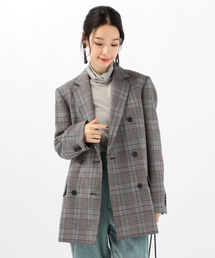 SHIPS for women dress�i�V�b�v�X�t�H�[�E�B�����h���X�j�́uPrimaryNavyLabel:�E�[���`�F�b�N�_�u���W���P�b�g�i�e�[���[�h�W���P�b�g�j�v