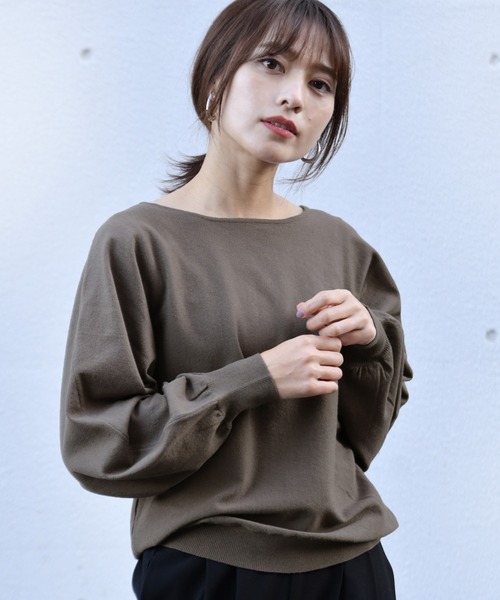 Ambre Neige（アンブルネージュ）の「ドルマンニット【WEB/EC限定商品】（ニット/セーター・レディース・ダークブラウン/モカ・FREE）」の2枚目の写真