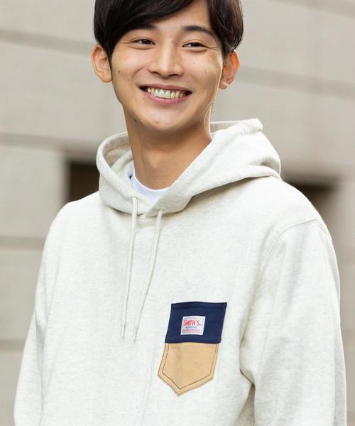 SMITH'S（スミス）の「【女性にもオススメ】SMITH'S別注ポケットスウェットパーカー20SS(一部WEB限定カラー)#（パーカー・メンズ・ブラック/その他1/ナチュラル/ベージュ/その他2/その他3・SMALL/X-LARGE/MEDIUM/LARGE）」の4枚目の写真