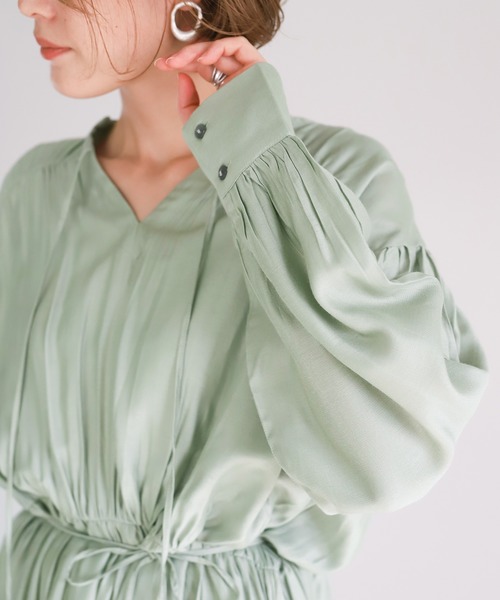 select MOCA(セレクトモカ)の「ボリュームギャザーワンピース(ワンピース・レディース・ミント/ライトベージュ/ブラック・FREE)」の12枚目の写真