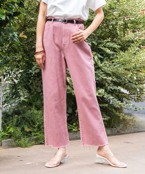 WEGO(ウィゴー)の「WEGO/カラーストレートパンツ(チノパンツ・レディース・ナチュラル/グリーン系その他/ライトパープル/ブラック/ライトブラウン・SMALL/MEDIUM/LARGE)」の5枚目の写真