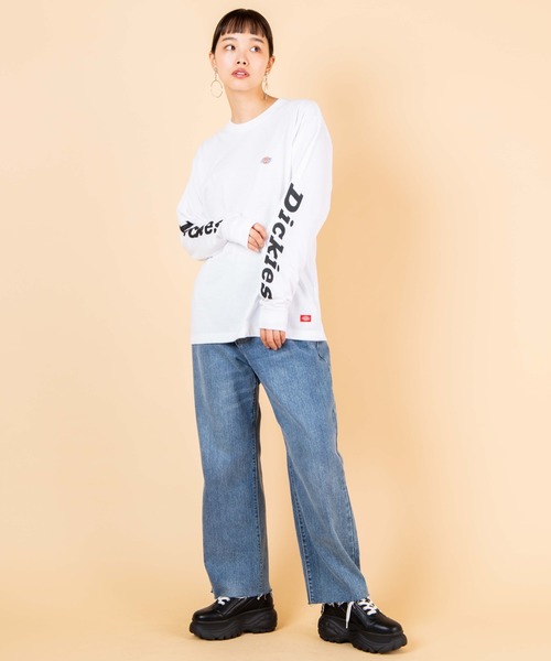 Dickies（ディッキーズ）の「∴WEGO/Dickies別注スリーブプリントロンT（Tシャツ/カットソー・メンズ・ブラック/ホワイト・MEDIUM/LARGE）」の9枚目の写真
