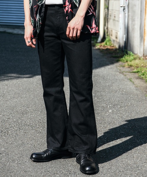 MR.OLIVE（ミスターオリーブ）の「10oz オールシーズン デニム / Lポケット フレアパンツ/ジーンズ（デニムパンツ・メンズ・ブラック/インディゴブルー/ライトインディゴブルー・SMALL/MEDIUM/LARGE）」の10枚目の写真