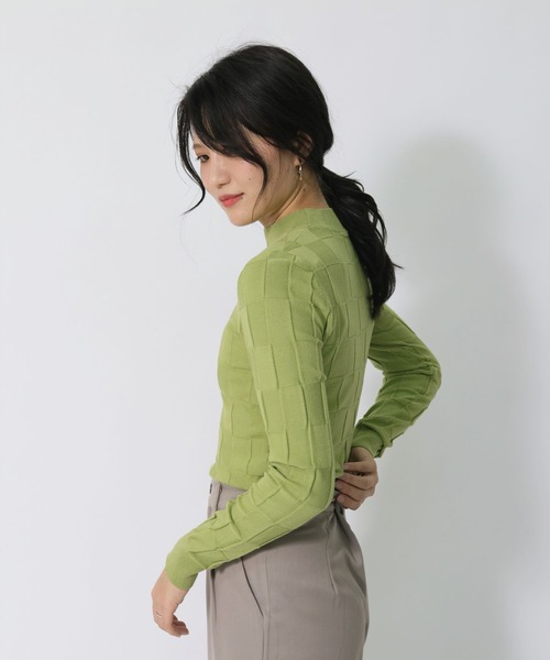 cheriella(シェリエラ)の「【cheriella】チェック柄プチハイネックニット(ニット/セーター・レディース・チャコールグレー/ブラック/ライトグリーン/アイボリー/ピンクベージュ・M)」の13枚目の写真