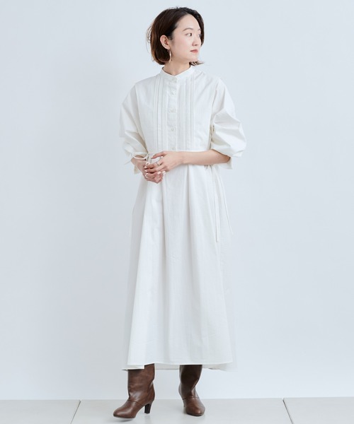 DouDou（ドゥドゥ）の「ピンタックレイヤードワンピース（ワンピース・レディース・ホワイト/ベージュ・FREE）」の16枚目の写真