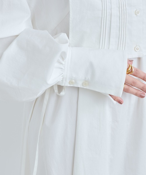 DouDou（ドゥドゥ）の「ピンタックレイヤードワンピース（ワンピース・レディース・ホワイト/ベージュ・FREE）」の8枚目の写真