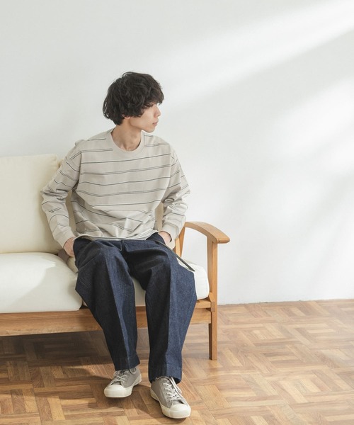 FORK&SPOON（フォークアンドスプーン）の「FORK&SPOON　ランダムボーダーロングスリーブカットソー（Tシャツ/カットソー・メンズ・チャコールグレー/アイボリー・5/4）」の15枚目の写真