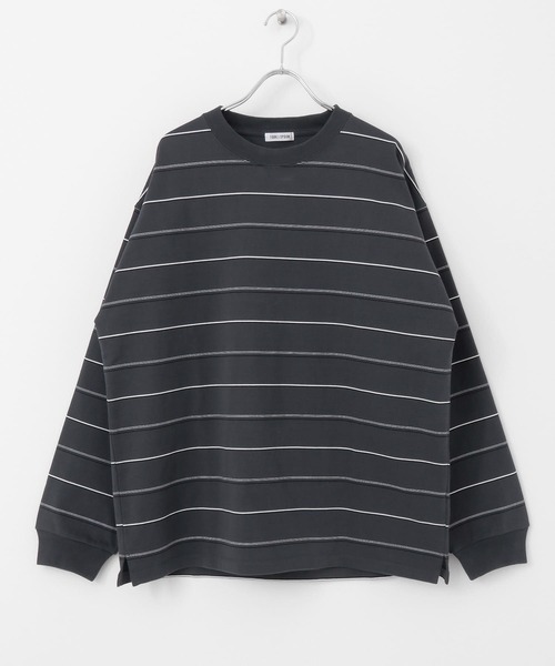 FORK&SPOON（フォークアンドスプーン）の「FORK&SPOON　ランダムボーダーロングスリーブカットソー（Tシャツ/カットソー・メンズ・チャコールグレー/アイボリー・5/4）」の3枚目の写真