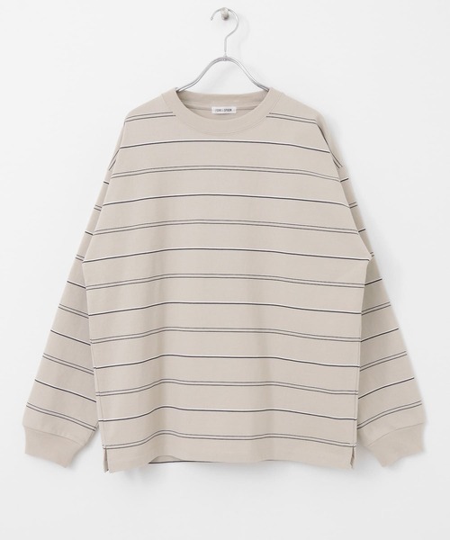 FORK&SPOON（フォークアンドスプーン）の「FORK&SPOON　ランダムボーダーロングスリーブカットソー（Tシャツ/カットソー・メンズ・チャコールグレー/アイボリー・5/4）」の4枚目の写真