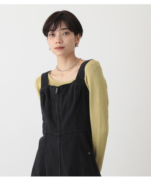 AZUL by moussy（アズールバイマウジー）の「ZIP UP JUMPER DRESS/ジップアップジャンパードレス（ワンピース・レディース・ベージュ/ダークブルー/ブラック・MEDIUM/SMALL）」の19枚目の写真